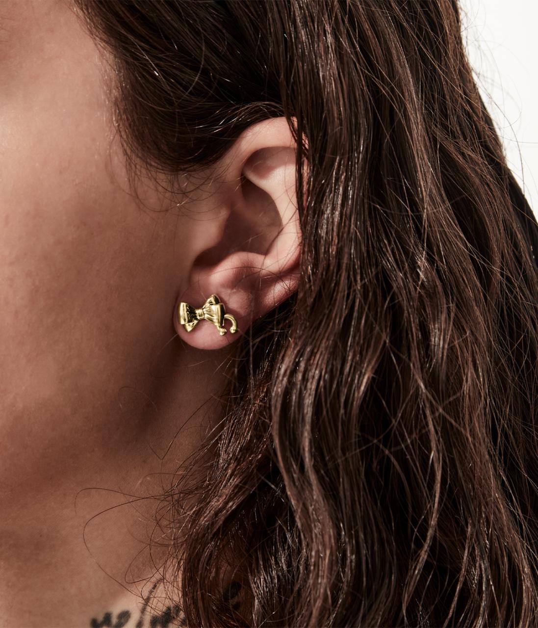 Stolen Girlfriends Club 18ct Gold Plated Pierced Bow Stud Earrings