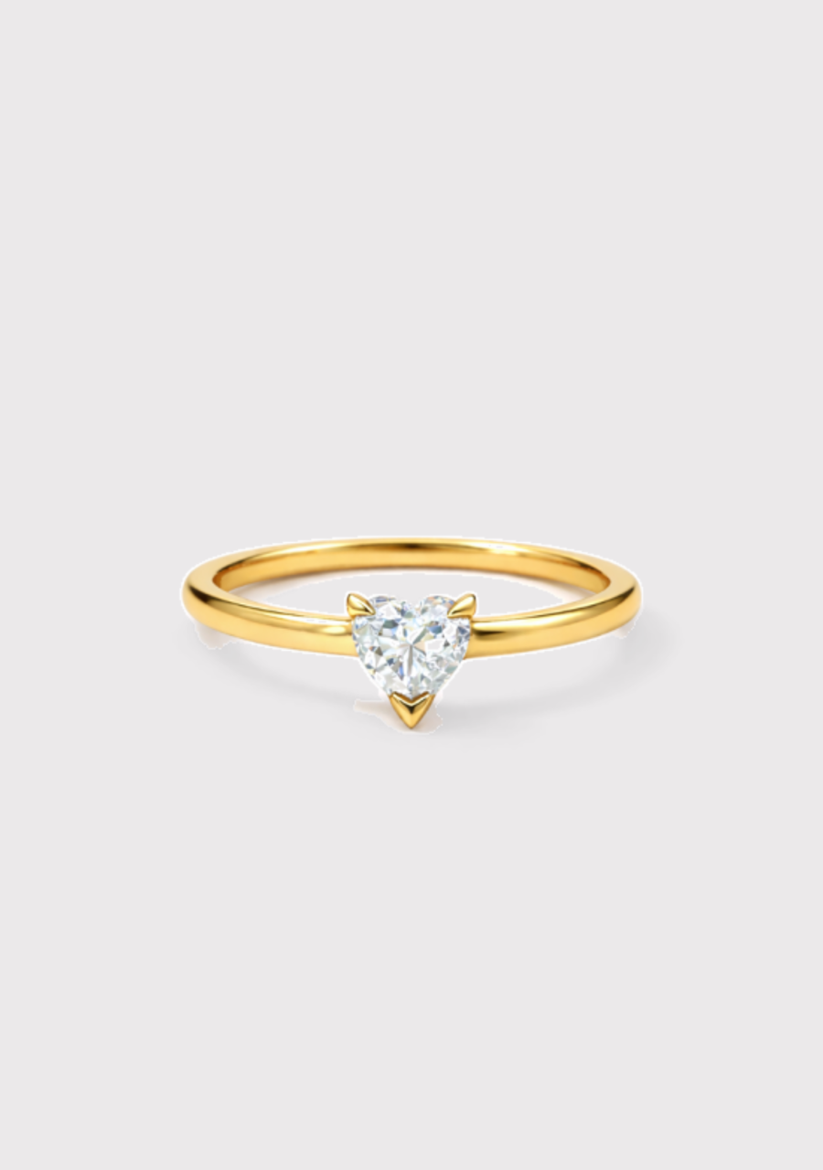 9ct Yellow Gold Lab Grown Diamond Heart Solitaire Ring