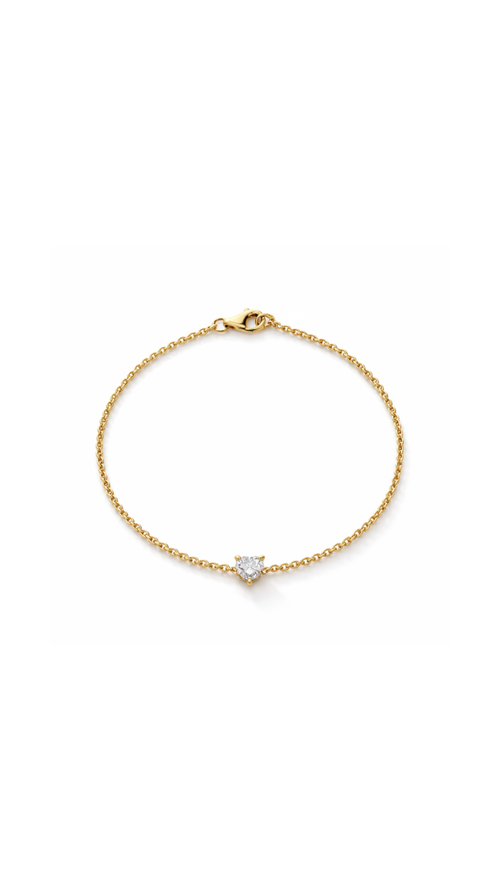 9ct Yellow Gold Lab Grown Diamond Heart Bracelet