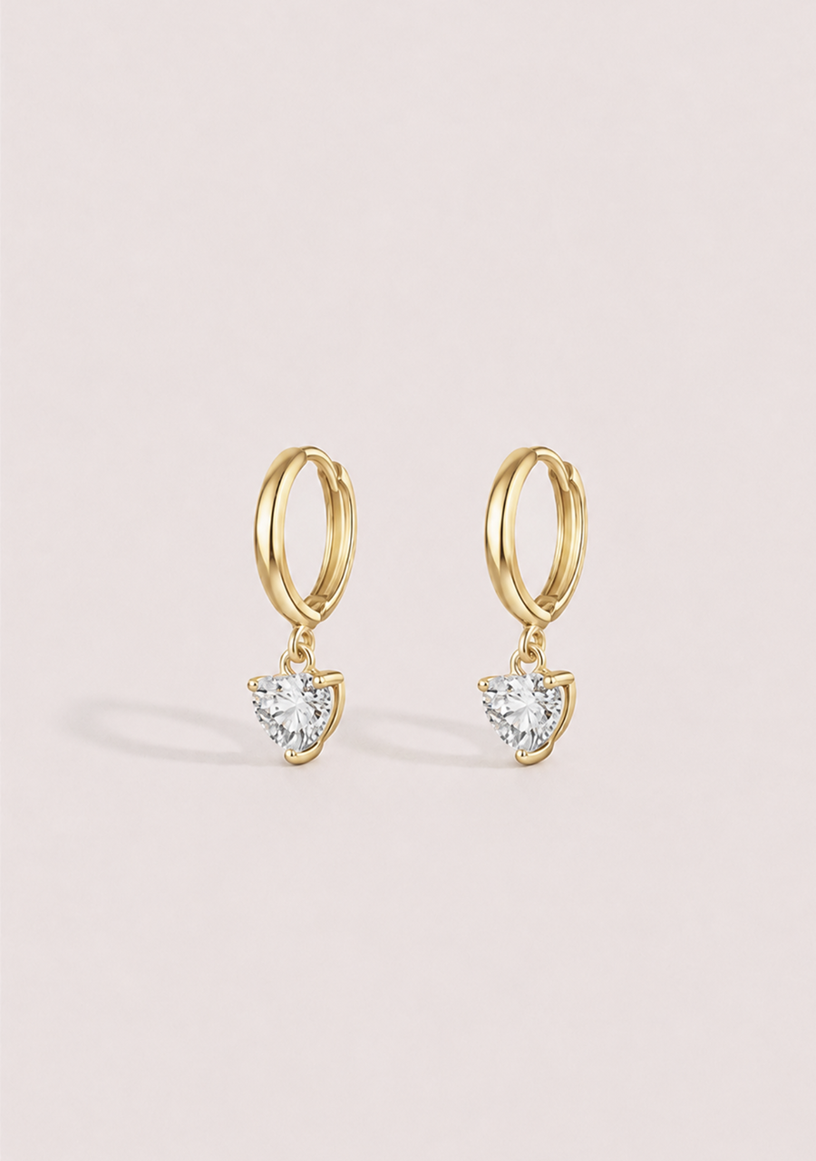 9ct Yellow Gold Lab Grown Diamond Heart Hoop Earrings