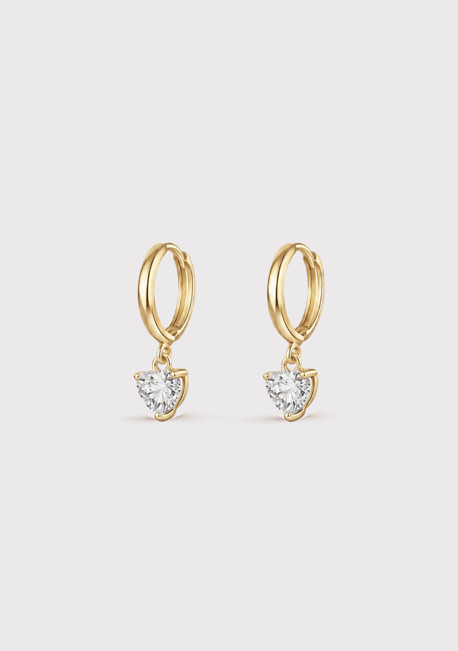 9ct Yellow Gold Lab Grown Diamond Heart Hoop Earrings