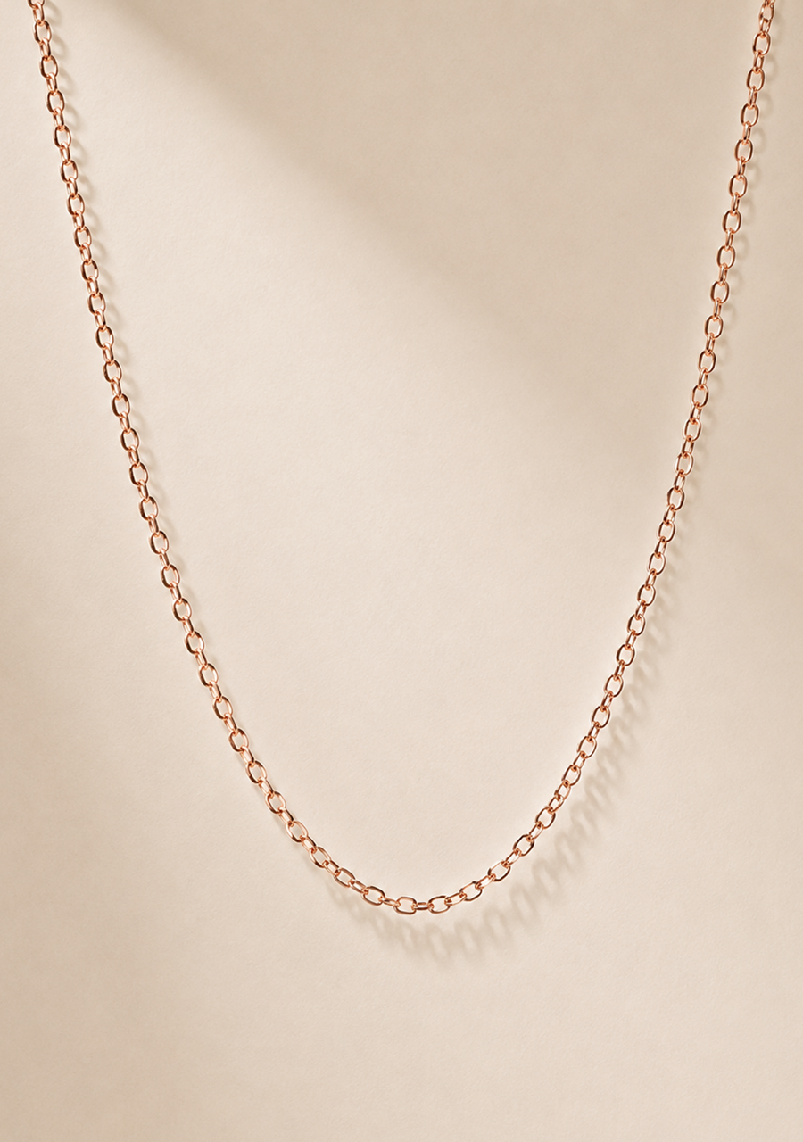 9ct Rose Gold Oval Belcher Chain - 50cm