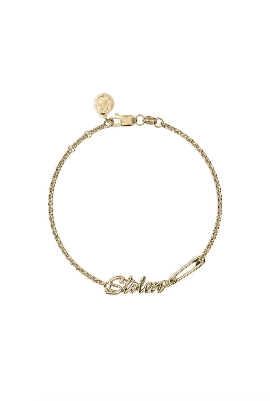 Stolen Girlfriends Club 18ct Gold Plated Sentimental Script Bracelet Bracelet Length: 18.5cm - adjustable to 16.5cm