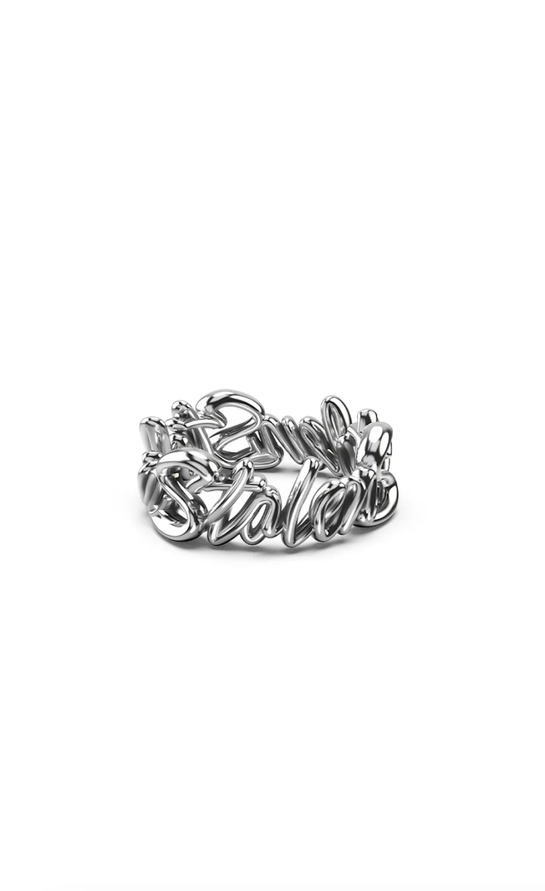 Stolen Girlfriends Club Sterling Silver Sentimental Script Ring Finger Size: Q