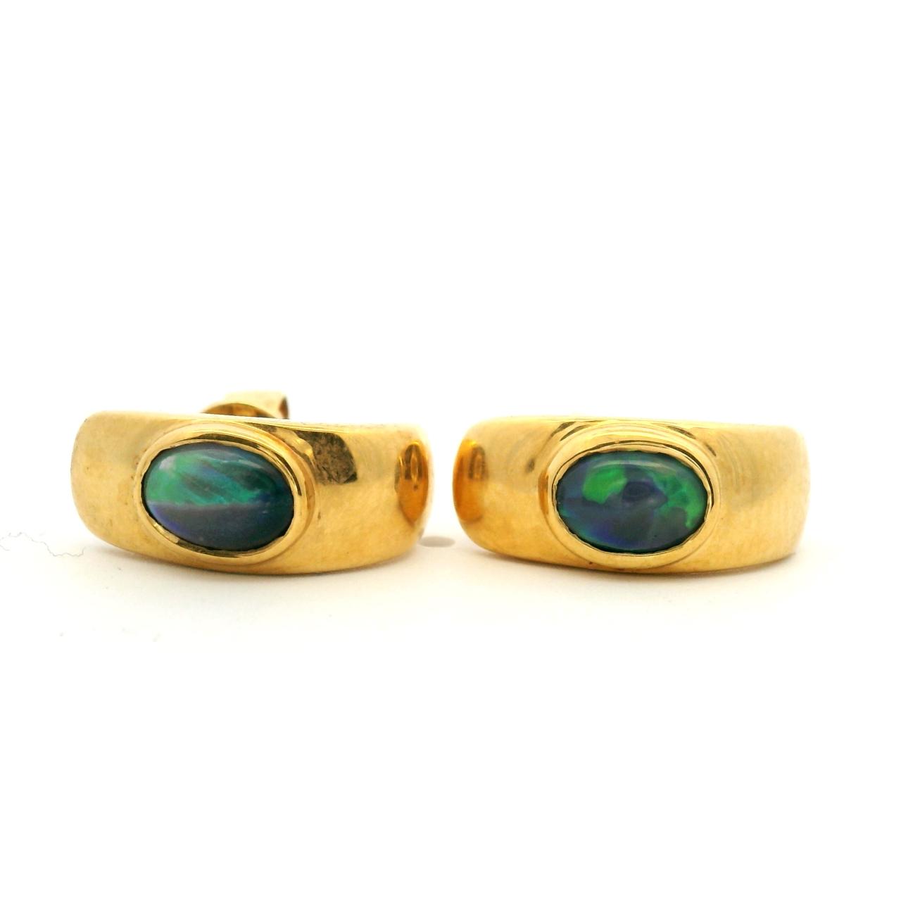 Estate 18ct Yellow Gold Opal Stud Earrings