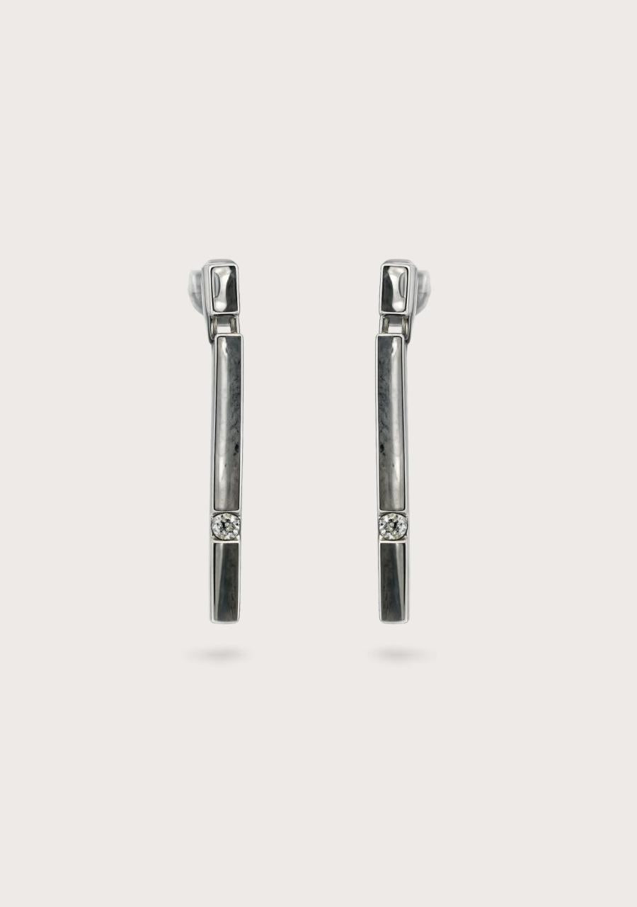 Estate Platinum Diamond Bar Drop Stud Earrings