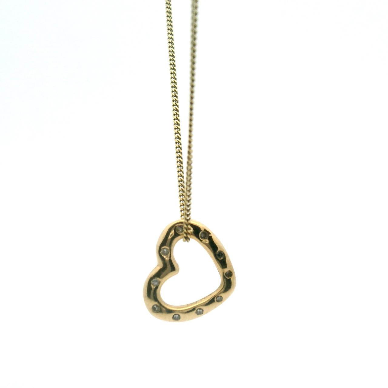 Estate 9ct Yellow Gold Heart Cubic Zirconia Pendant with 9ct Yellow Gold Chain