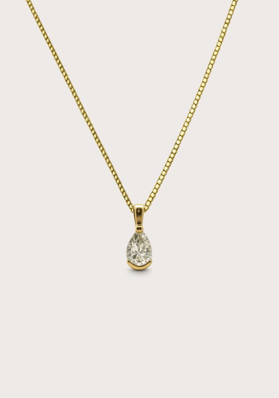 Estate 9ct Yellow Gold Teardrop Cubic Zirconia Pendant