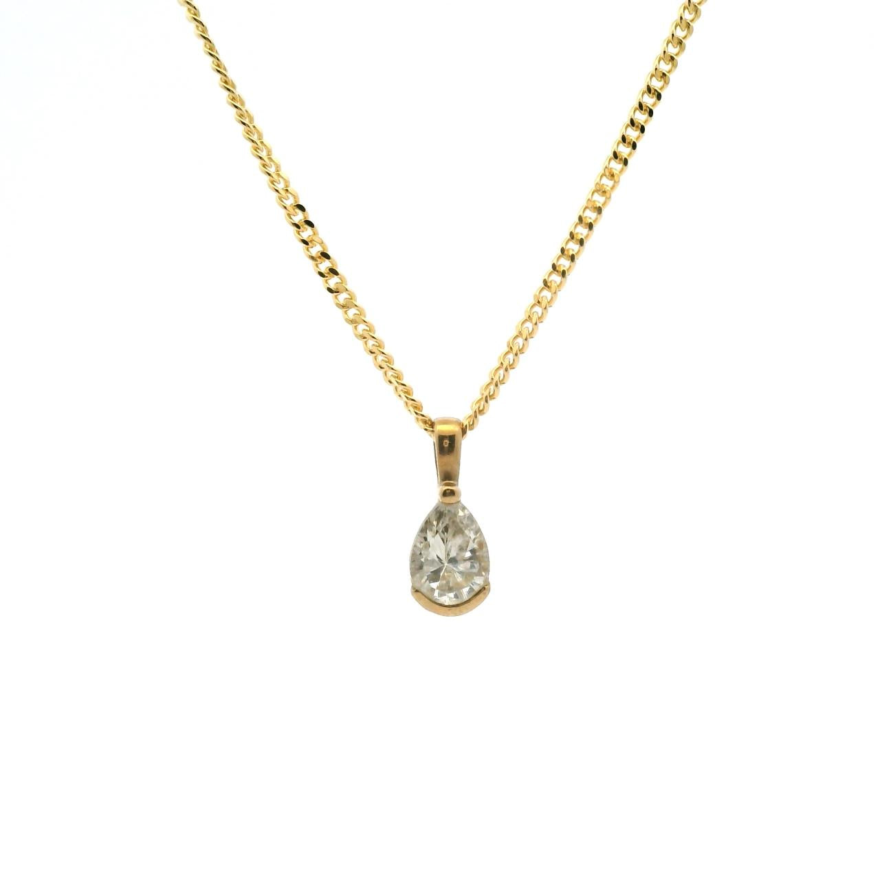Estate 9ct Yellow Gold Teardrop Cubic Zirconia Pendant
