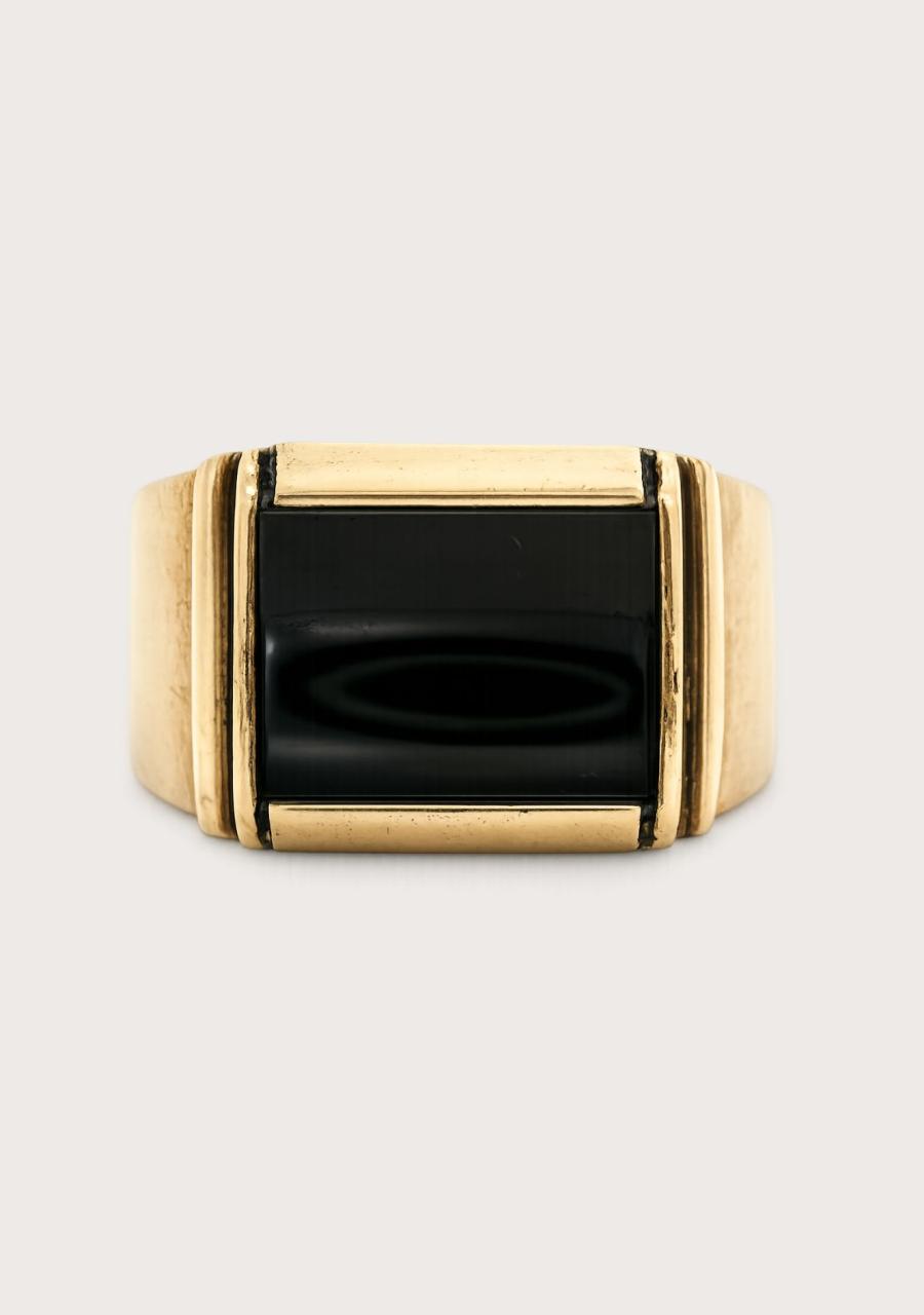 Estate 9ct Yellow Gold Onyx Signet Ring