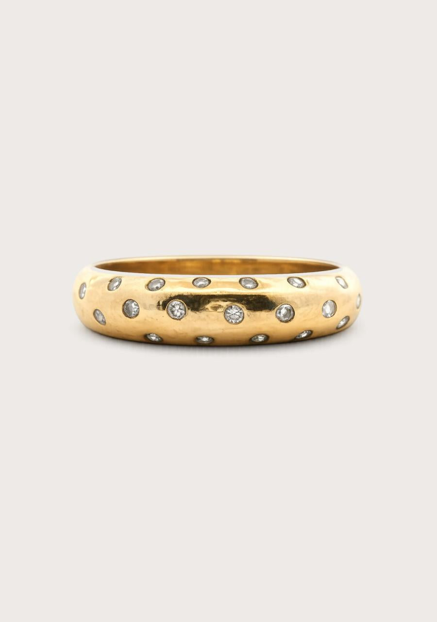 Estate 18ct Yellow Gold Diamond Punch set Dome Ring Total Diamond Ring: 0.15ct Ring Size: K Weight: 2.98g