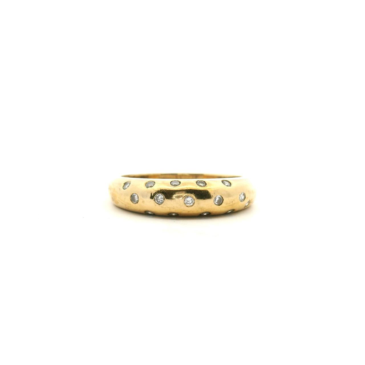 Estate 18ct Yellow Gold Diamond Punch set Dome Ring Total Diamond Ring: 0.15ct Ring Size: K Weight: 2.98g