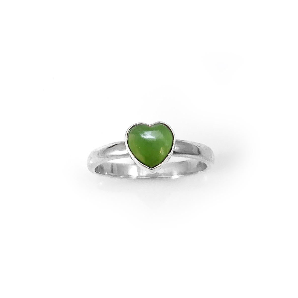 Nick Von K Pounamu Heart Ring Sterling Silver