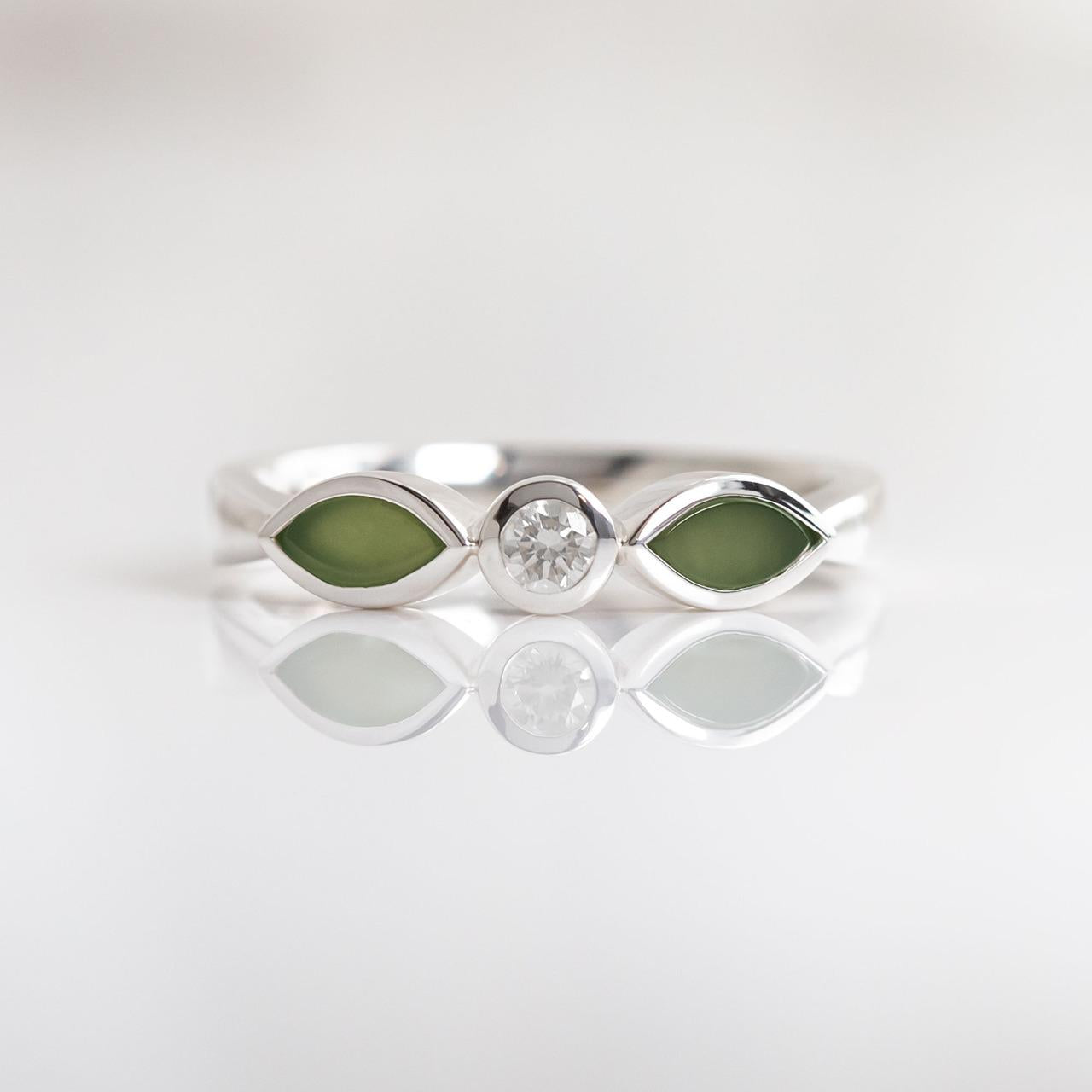 Nick Von K Pounamu & Cubic Zirconia Blossom Ring Sterling Silver