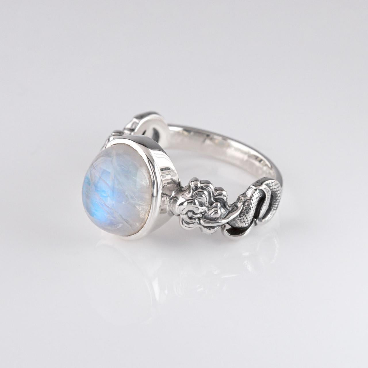 Nick Von K Sterling Silver Rainbow Moonstone Mermaid Ring