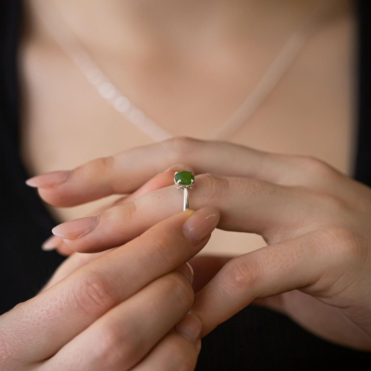 Nick Von K Baby Dewdrop ring with Pounamu Sterling Silver