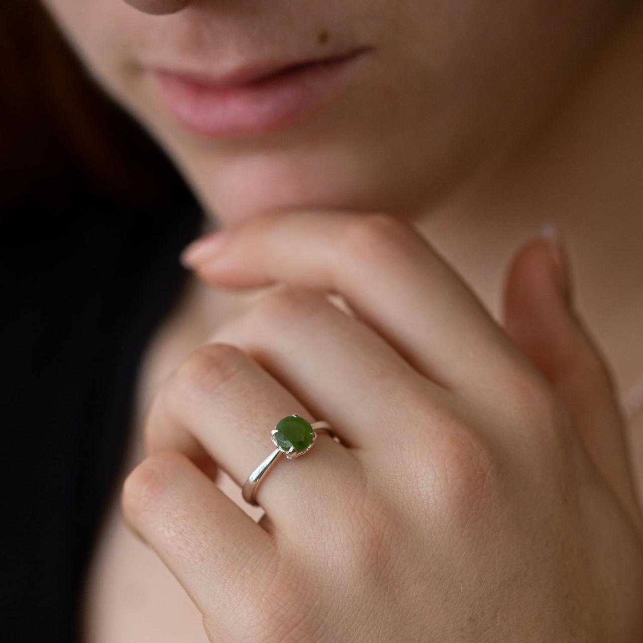 Nick Von K Baby Dewdrop ring with Pounamu Sterling Silver