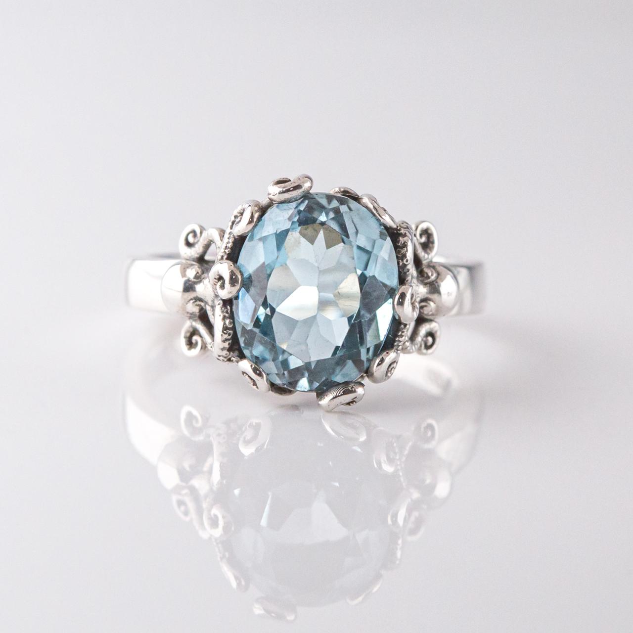 Nick Von K Sterling Silver Blue Topaz Twin Octopus Ring