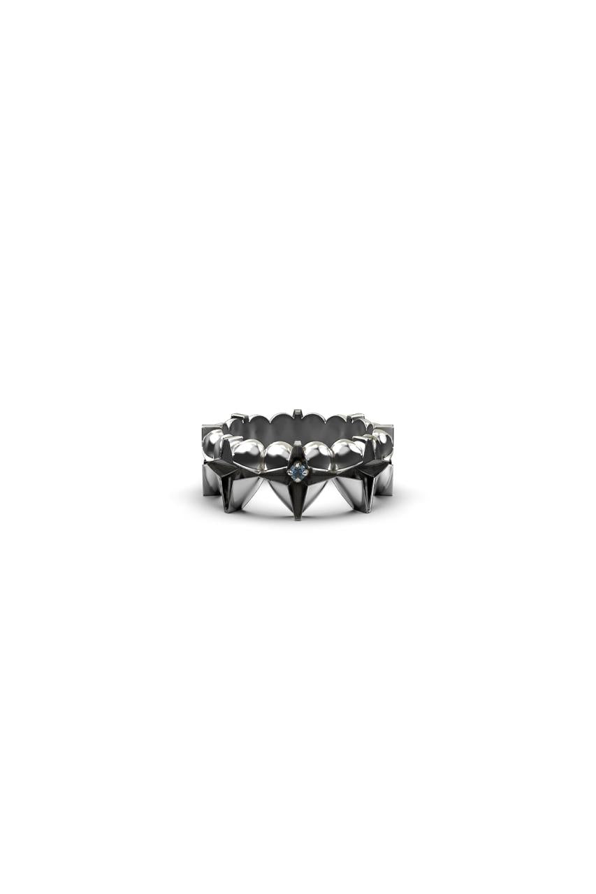 Stolen Girlfriends Club Sterling Silver Celestial Heart Eternity Band with Topaz