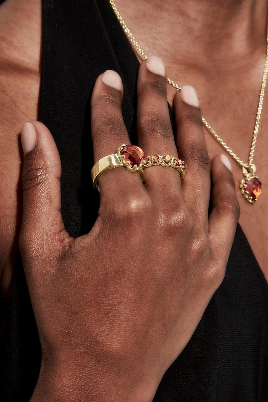 Stolen Girlfriends Club 18ct Gold Plated Citrine Halo Cluster Ring