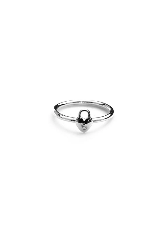 Stolen Girlfriends Club Sterling Silver Micro Padlock Heart Ring