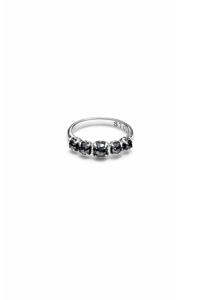 Stolen Girlfriends Club Sterling Silver Iron Glance Halo Cluster Ring with Hematite