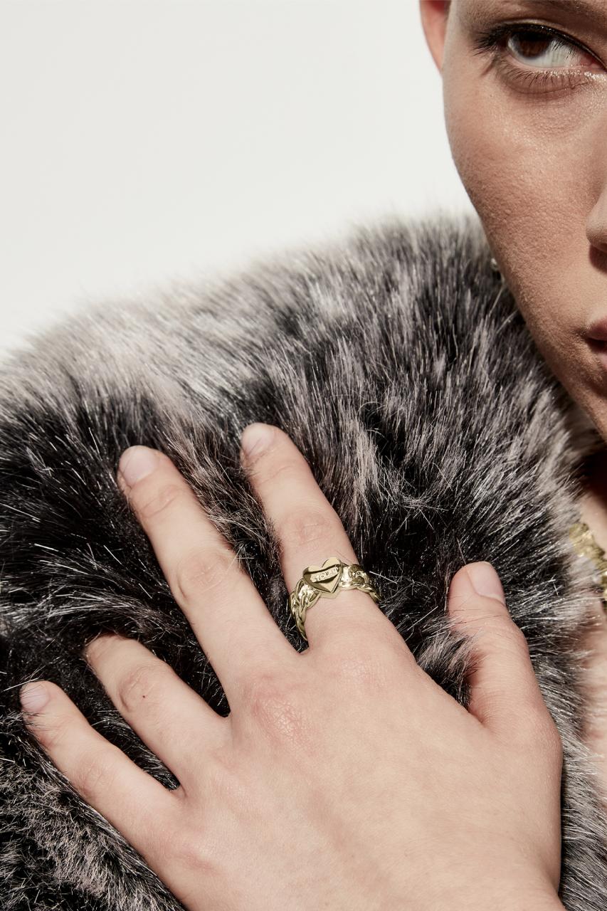 Stolen Girlfriends Club 18ct Gold Plated Love Chain Ring