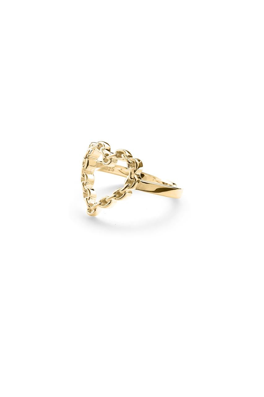 Stolen Girlfriends Club Sterling Silver 18ct Yellow Gold Plated Chain Heart Ring