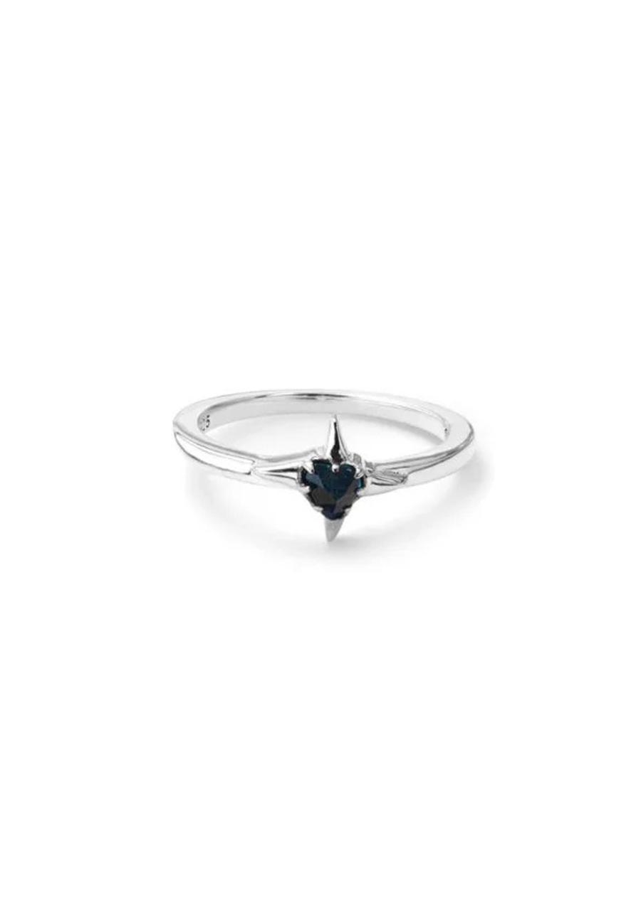 Stolen Girlfriends Club Sterling Silver Liquid Star Ring with London Blue Topaz