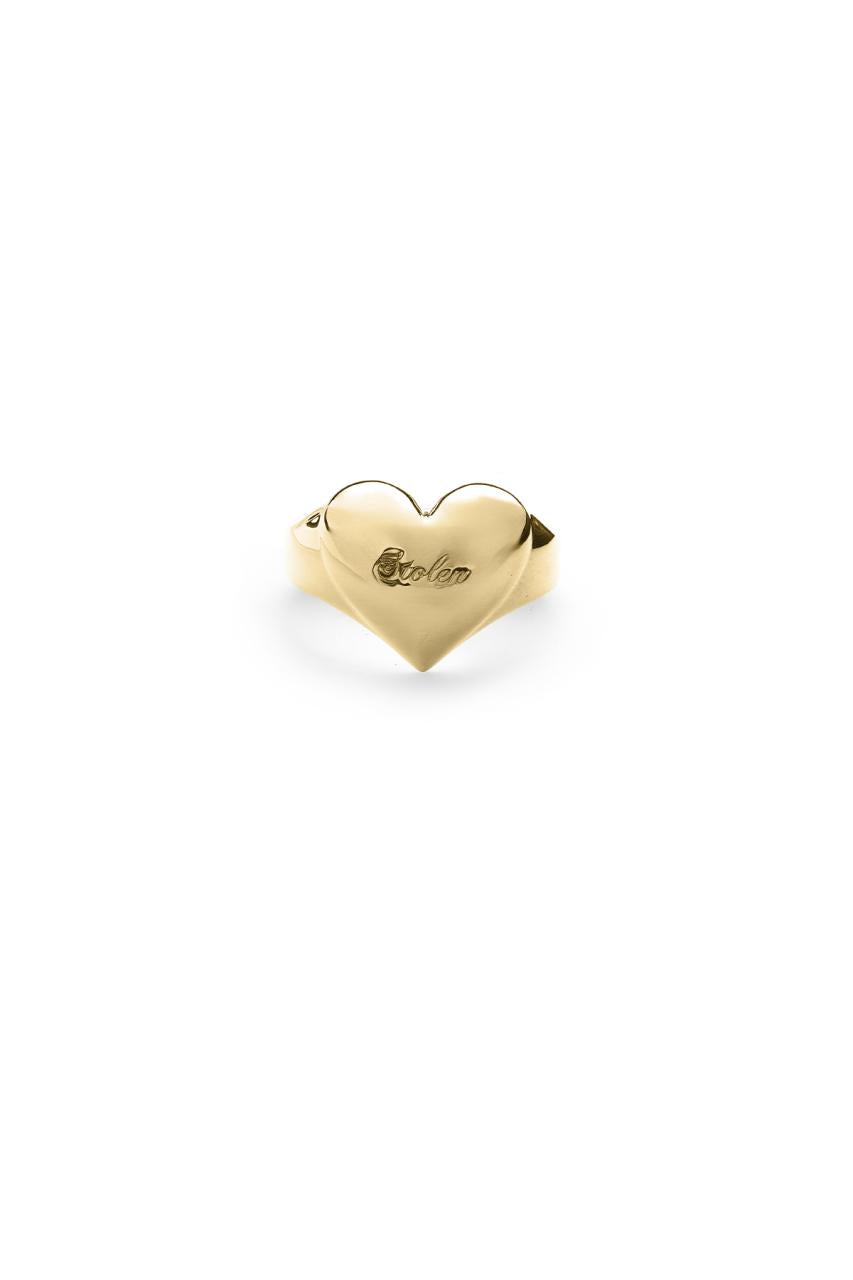 Stolen Girlfriends Club 18ct Yellow Gold Plated Full Heart Signet Ring