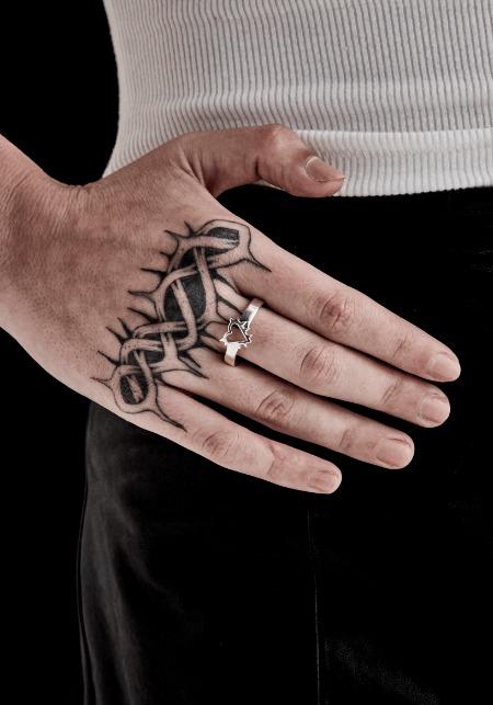 Stolen Girlfriends Club Sterling Silver Mini Heart Spike Ring