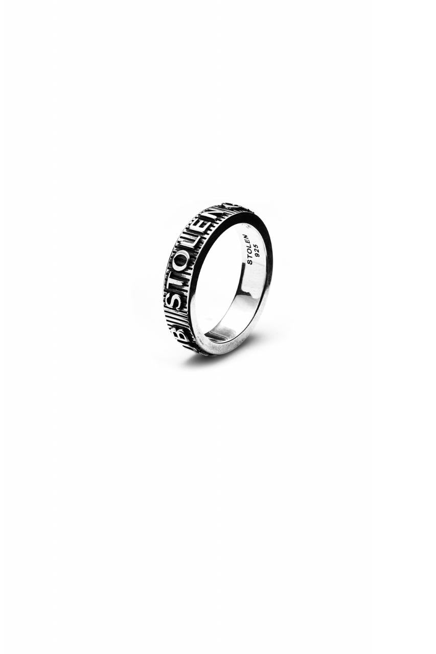 Stolen Girlfriends Club Sterling Silver Corrugated Text Ring Size V
