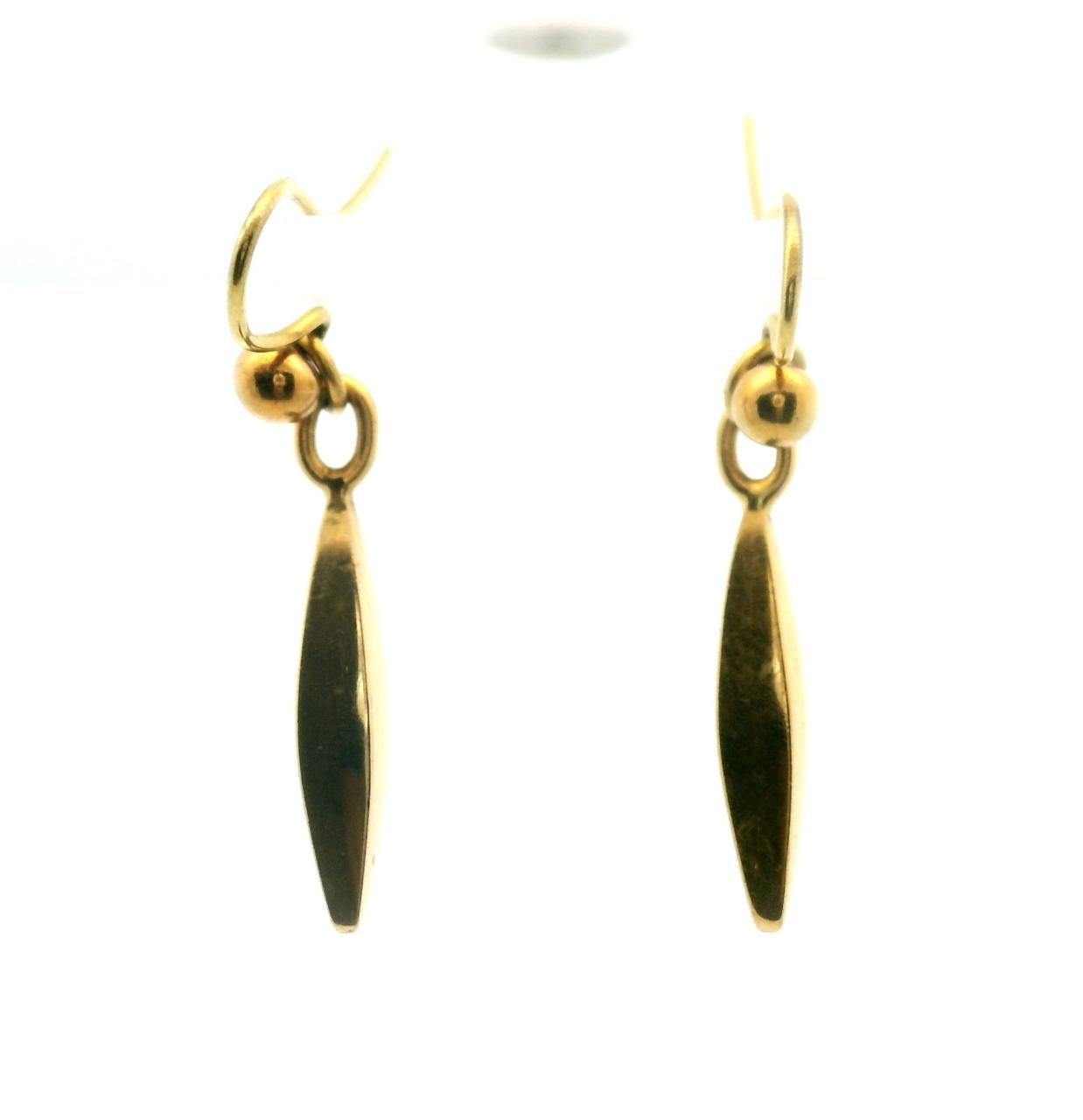 Estate 18ct Yellow Gold Hook Drop Earrings
