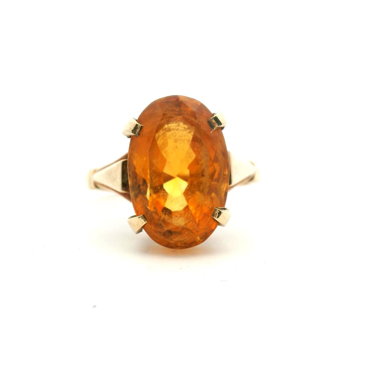 Estate 9ct Yellow Gold Oval Citrine Ring