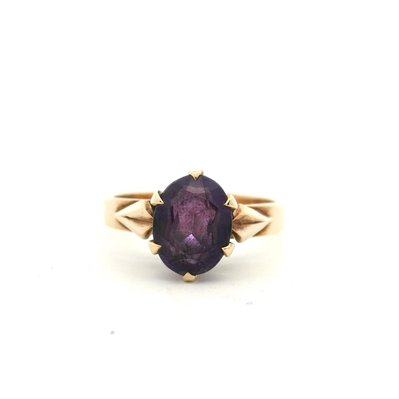 Estate 9ct Yellow Gold Oval Amethyst Ring