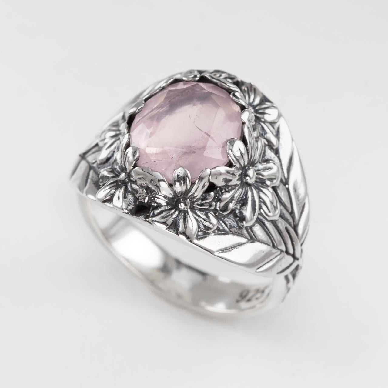 Nick Von K Sterling Silver Flower Garden Ring in Rose Quartz