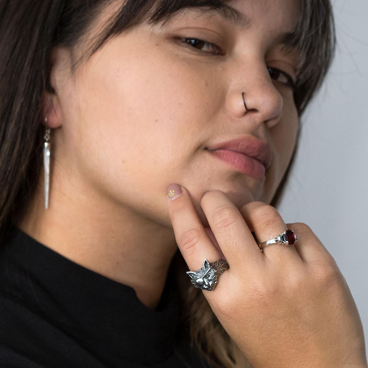 Nick Von K Sterling Silver Pirate Cat Ring