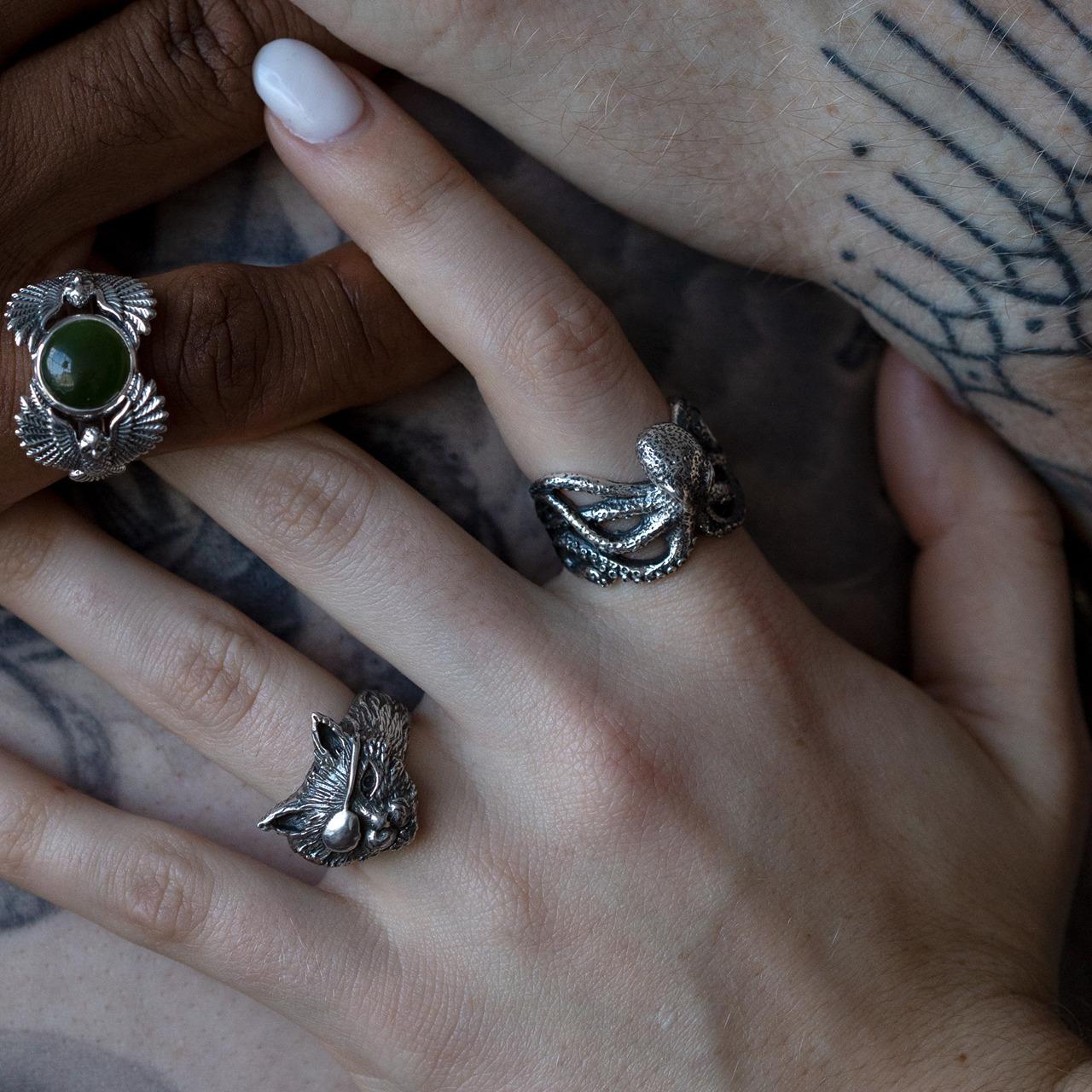 Nick Von K Sterling Silver Pirate Cat Ring