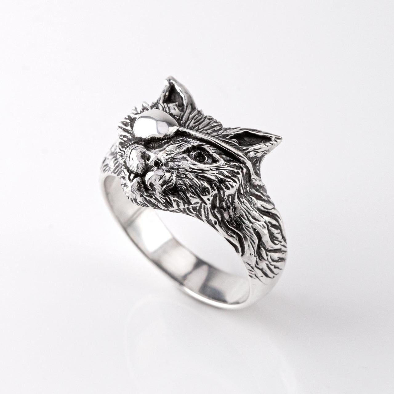 Nick Von K Sterling Silver Pirate Cat Ring