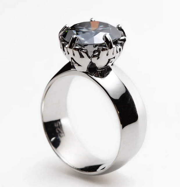 Nick Von K Sterling Silver IDGAF Ring in Moissanite Size: S