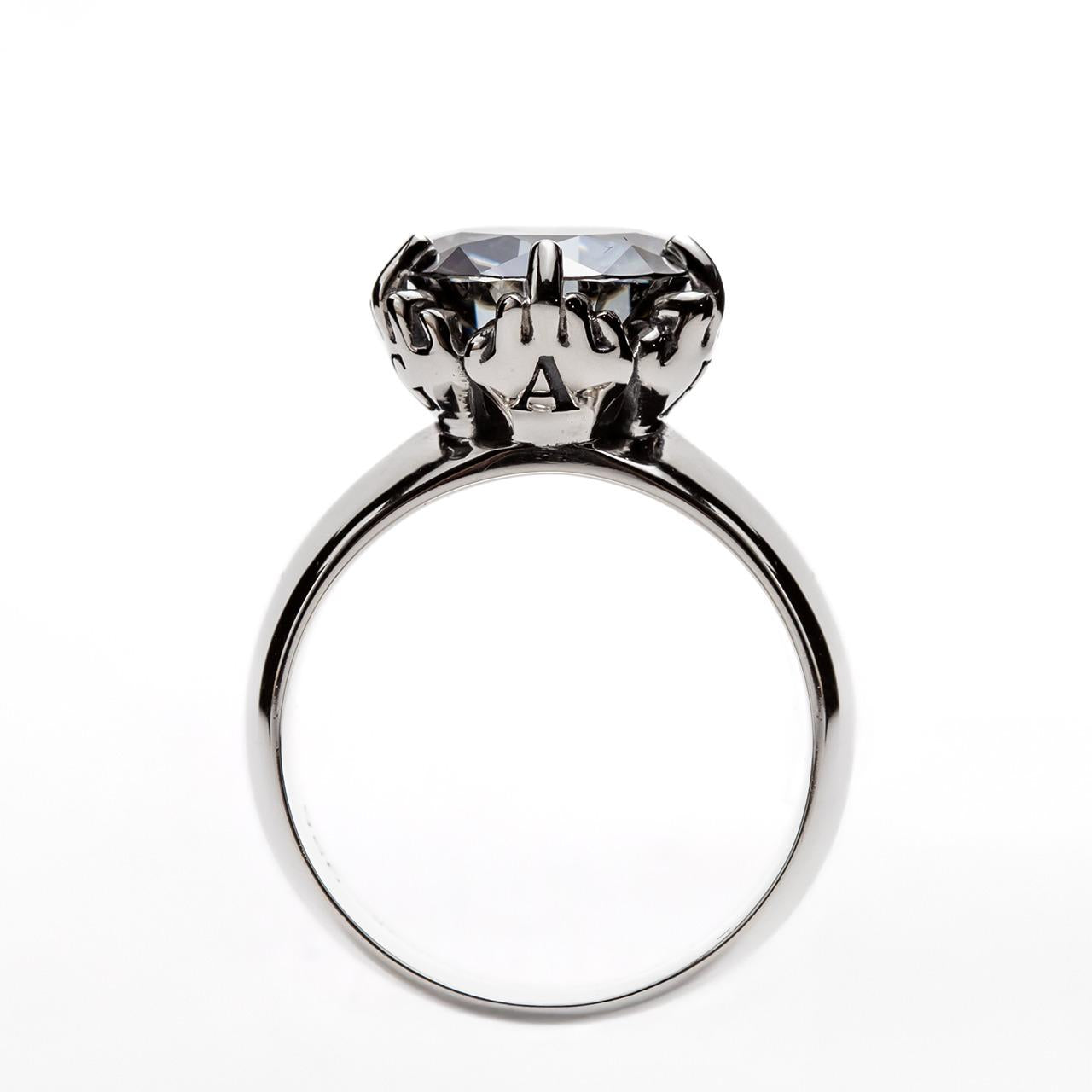 Nick Von K Sterling Silver IDGAF Ring in Moissanite Size: S