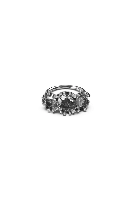 Stolen Girlfriends Club Sterling Silver Delicate Distortion Cocktail Ring with Clear Quartz