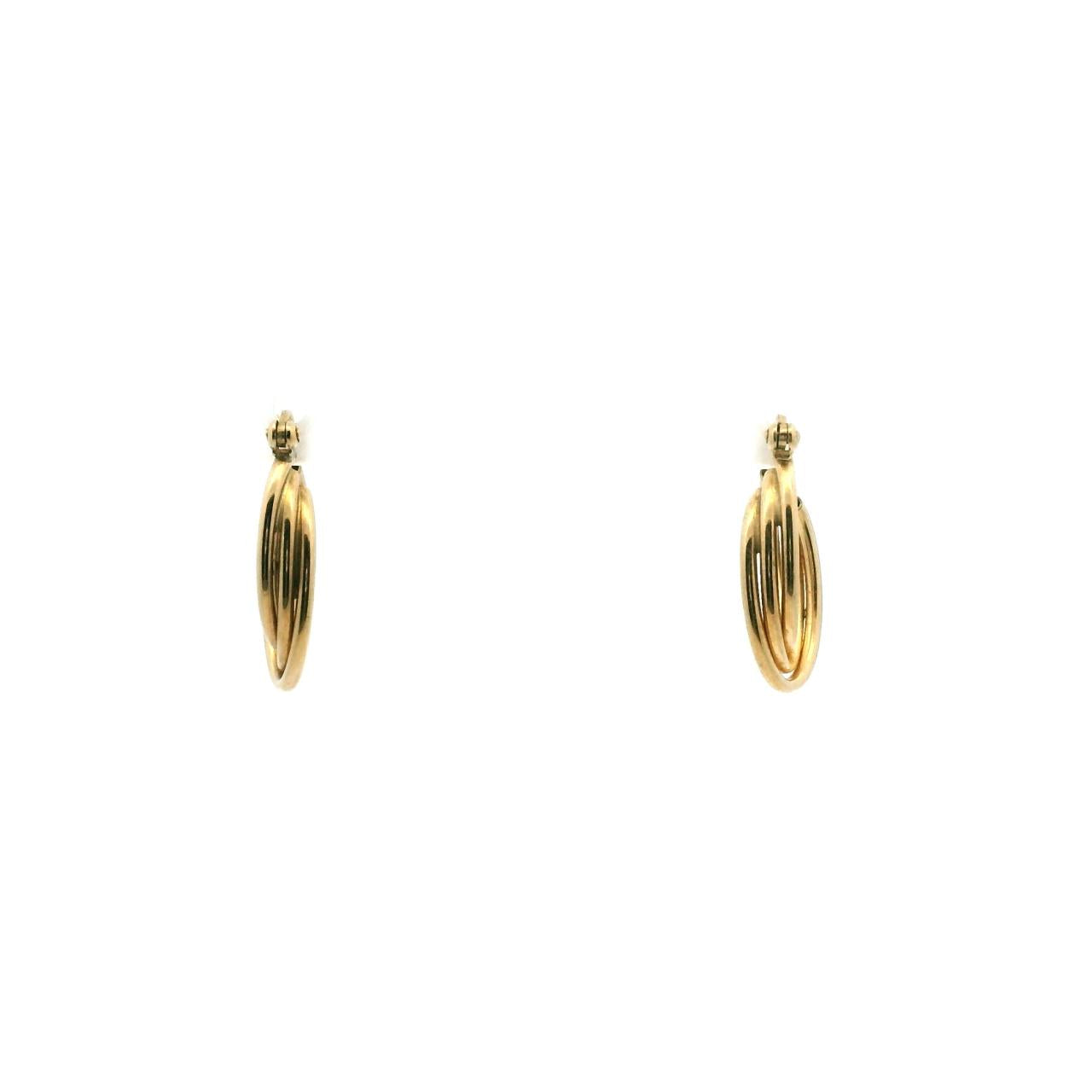 Estate 9ct Yellow Gold Triple Twist Hoop Earrings