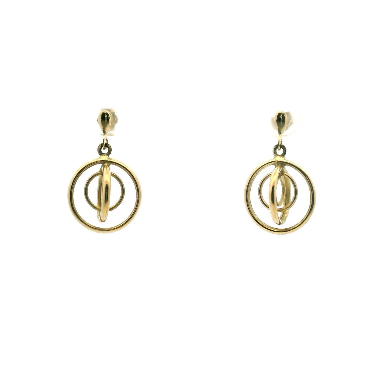 Estate 9ct Yellow Gold Open Circle Stud Earrings