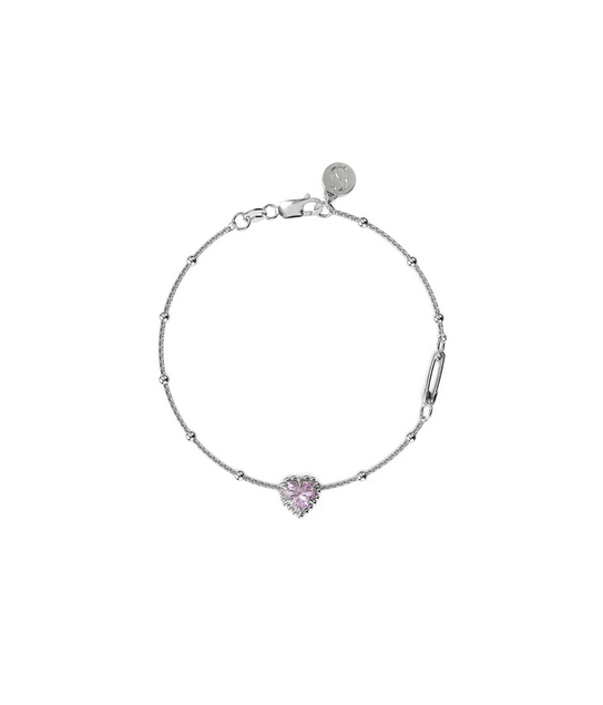 Stolen Girlfriends Club Sterling Silver Dahlia's Heart Bracelet with Pink Amethyst