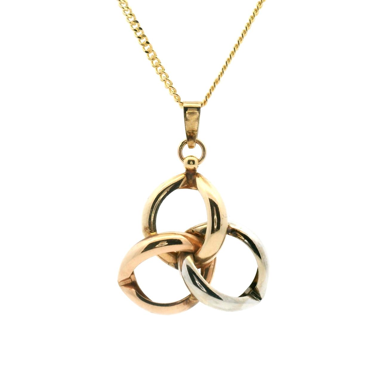 Estate 9ct Tri-Tone Gold Interlocking Triangular Pendant