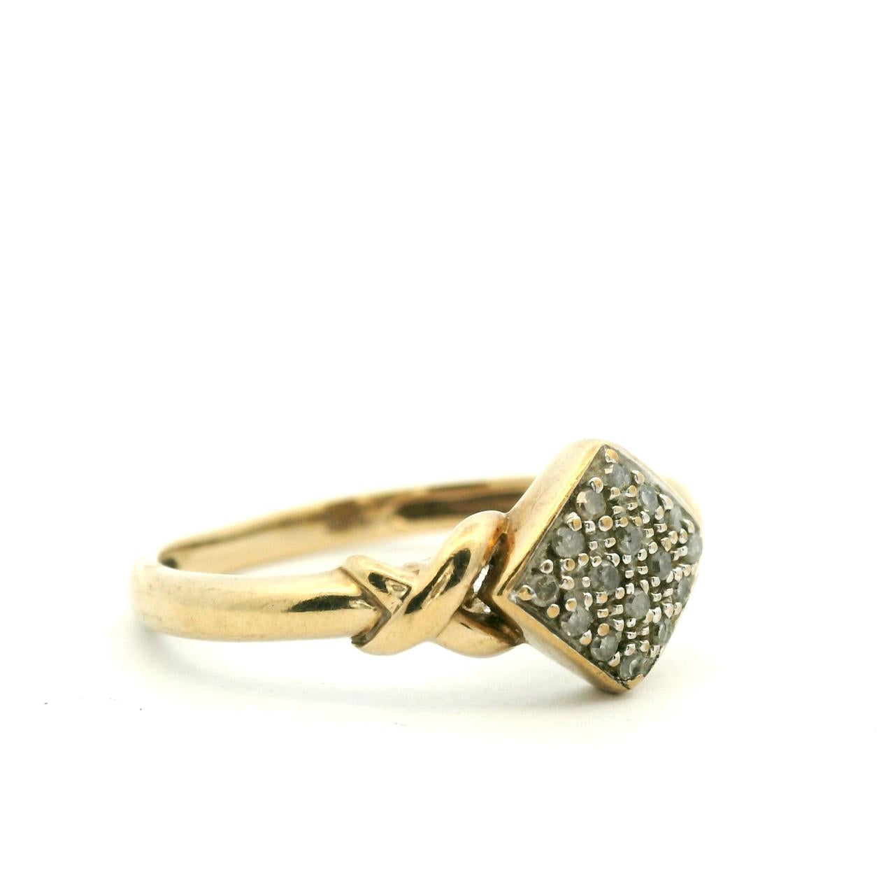 Estate 9ct Yellow Gold Fancy Triangular Diamond Cluster Ring