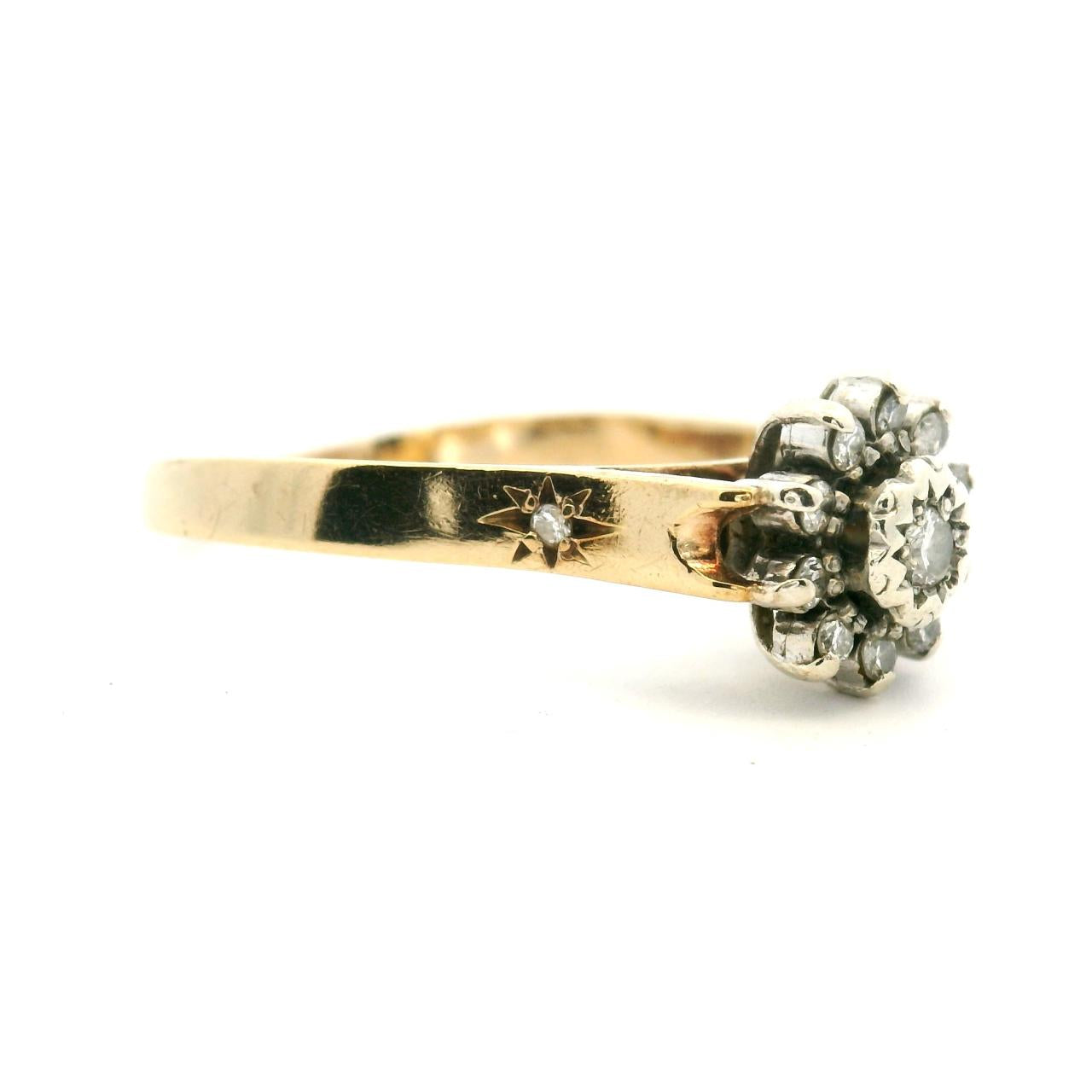 Estate 9ct Yellow Gold Diamond Cluster Ring