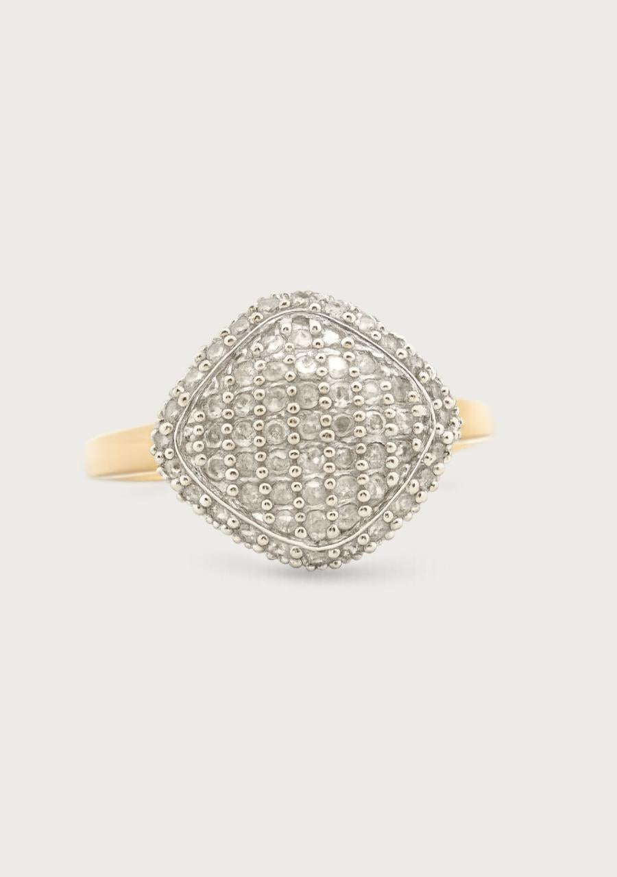 Estate 9ct Yellow Gold Diamond Pavé Set Ring