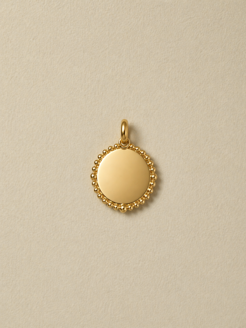 9ct Yellow Gold Round Milgrain Engravable Pendant